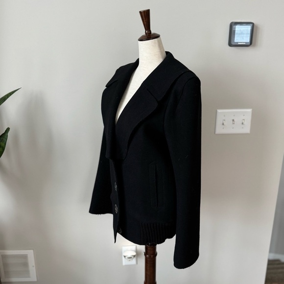Vintage! Y2K Marc Jacobs Three Button Exaggerated Collar Bomber Pea Wool Coat - Picture 9 of 10
